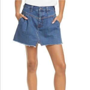 Free People Denim Raw Hem A-Line Mini Skirt NWT